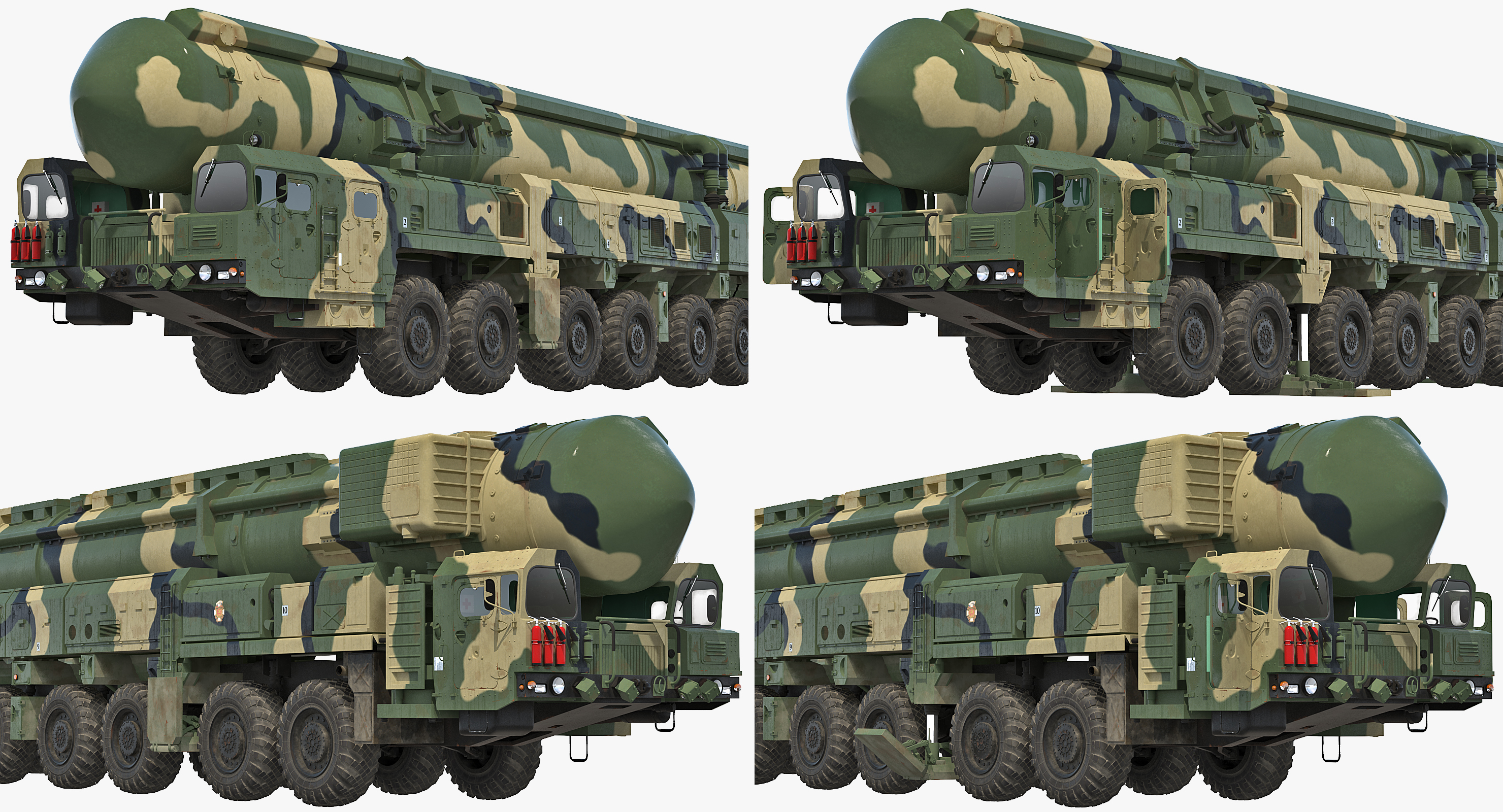 3D Transporter Erector Launcher with RT 2PM Topol M Ballistic Missile Rigged model