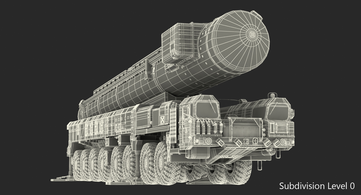 3D Transporter Erector Launcher with RT 2PM Topol M Ballistic Missile Rigged model