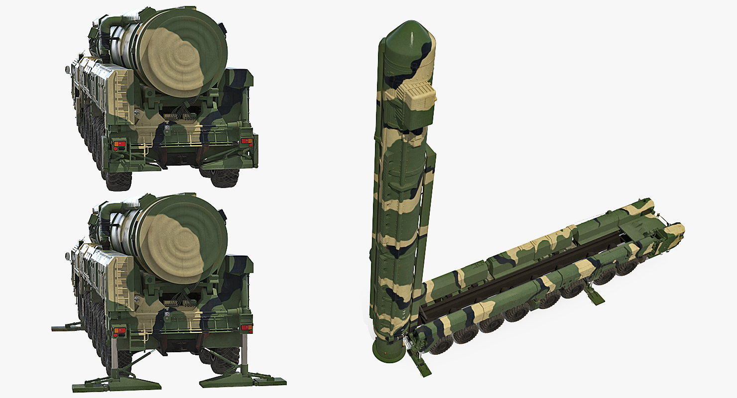 3D Transporter Erector Launcher with RT 2PM Topol M Ballistic Missile Rigged model