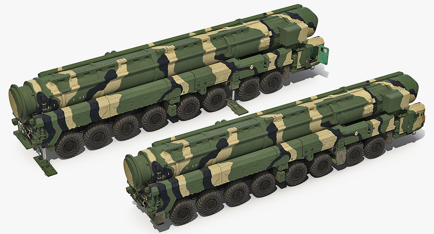 3D Transporter Erector Launcher with RT 2PM Topol M Ballistic Missile Rigged model