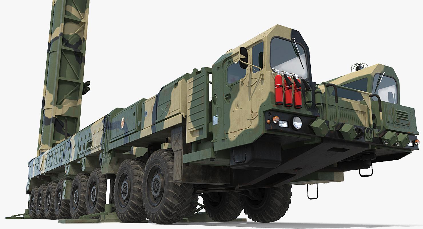 3D Transporter Erector Launcher with RT 2PM Topol M Ballistic Missile Rigged model