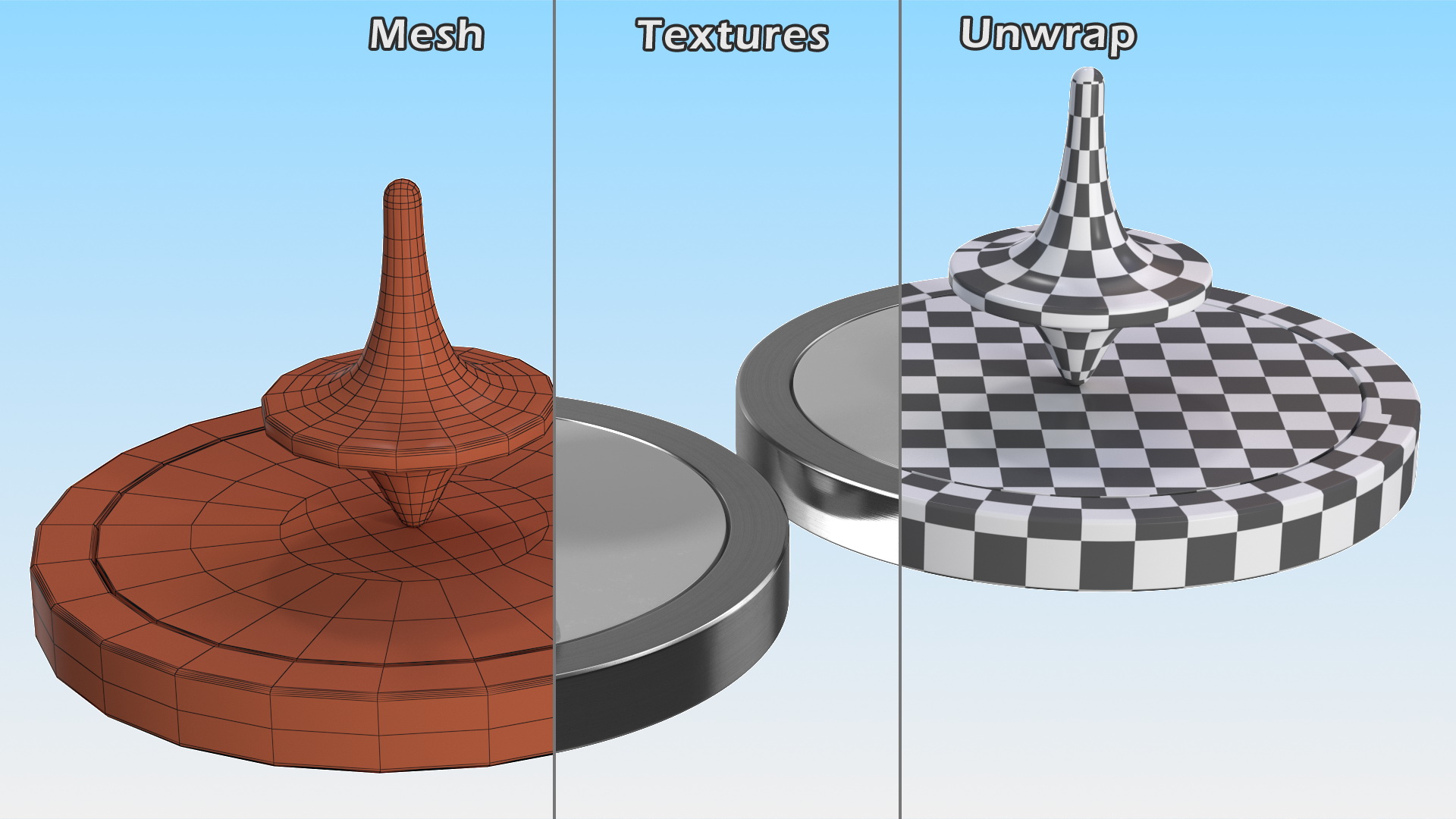 3D Metal Spinning Top with Base model