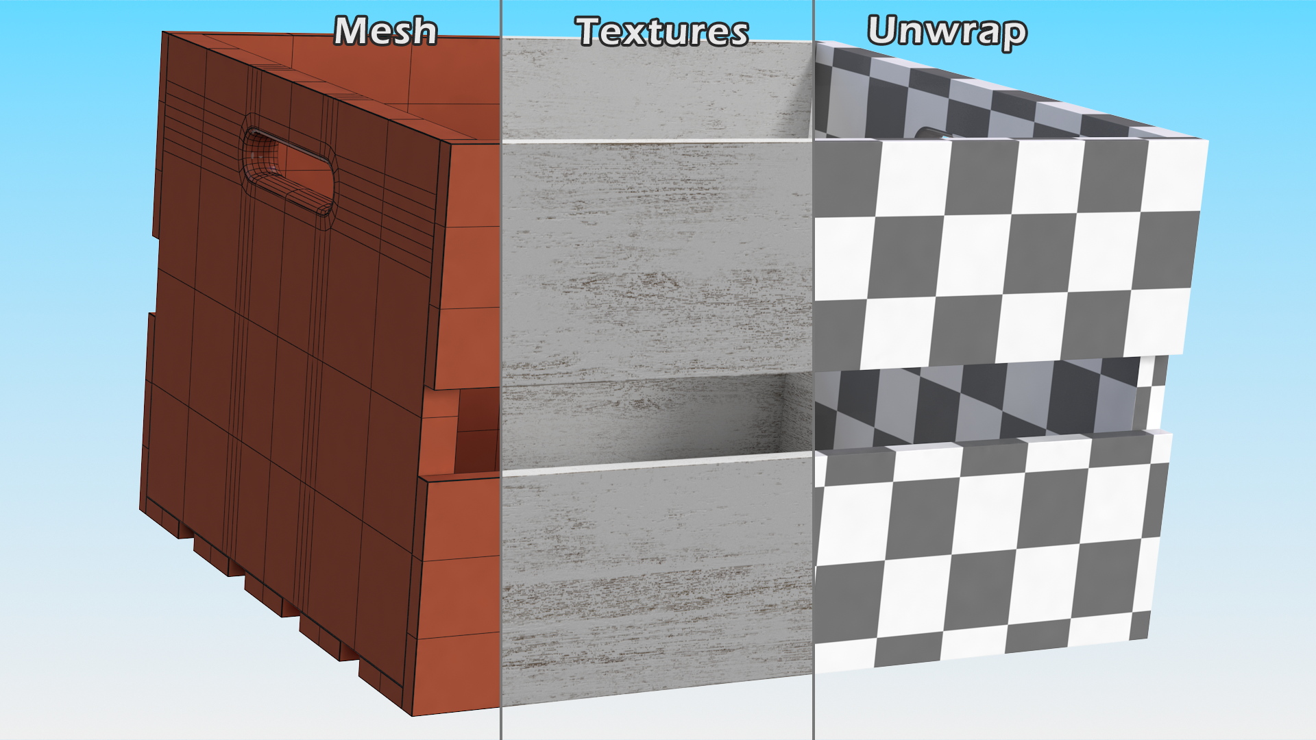 3D Wooden White Large High Fruit Box model