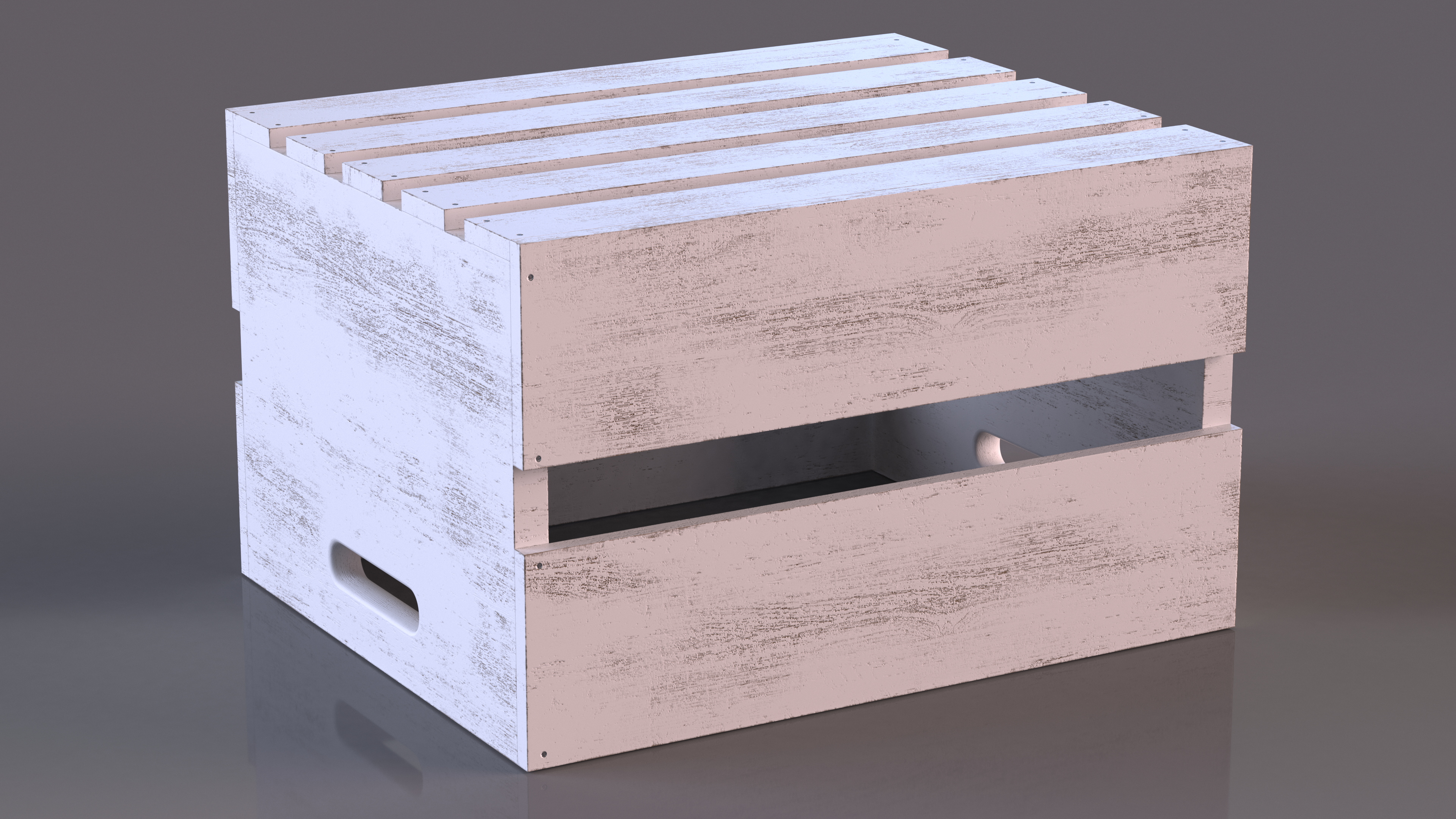 3D Wooden White Large High Fruit Box model