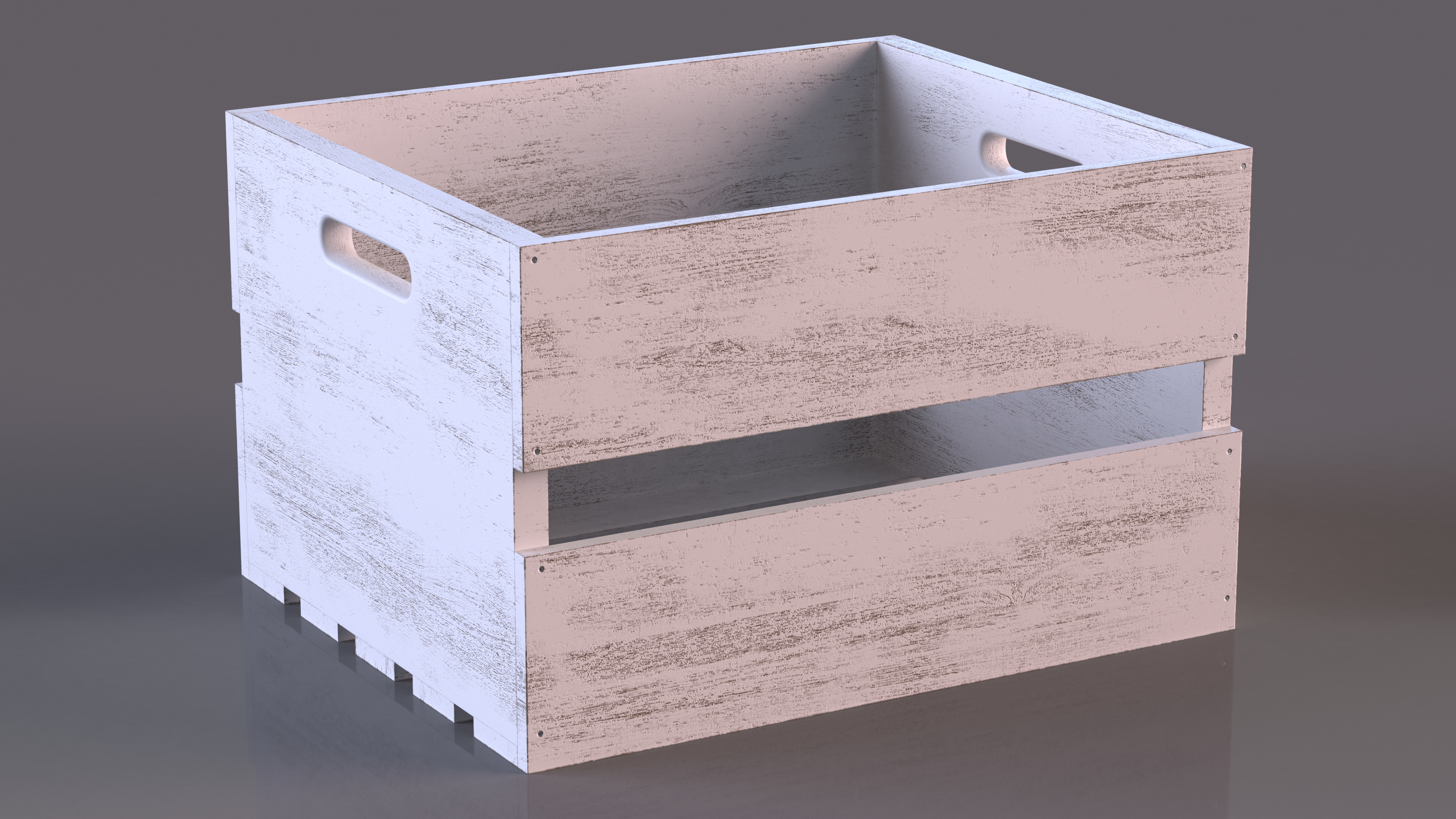 3D Wooden White Large High Fruit Box model