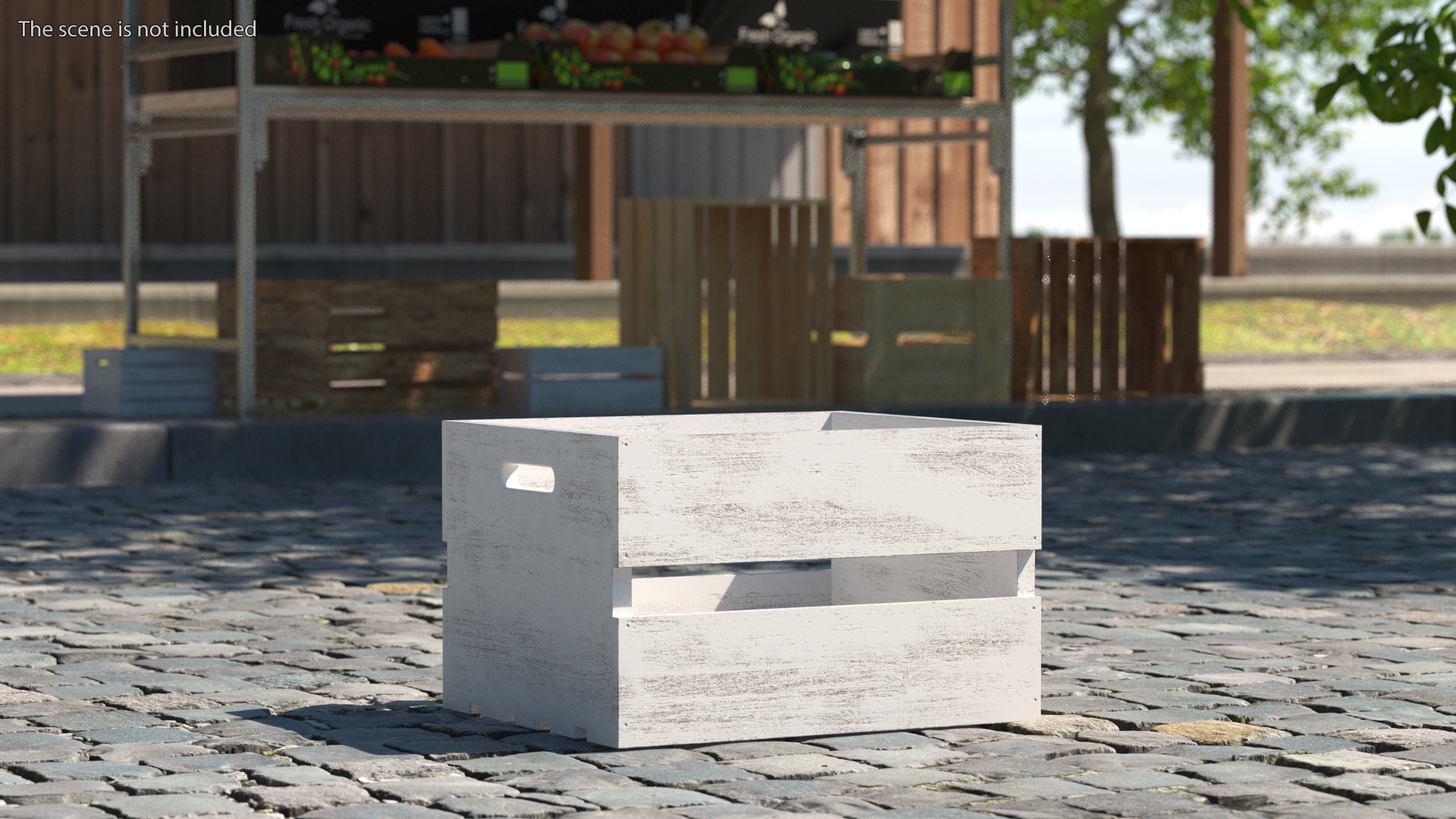 3D Wooden White Large High Fruit Box model