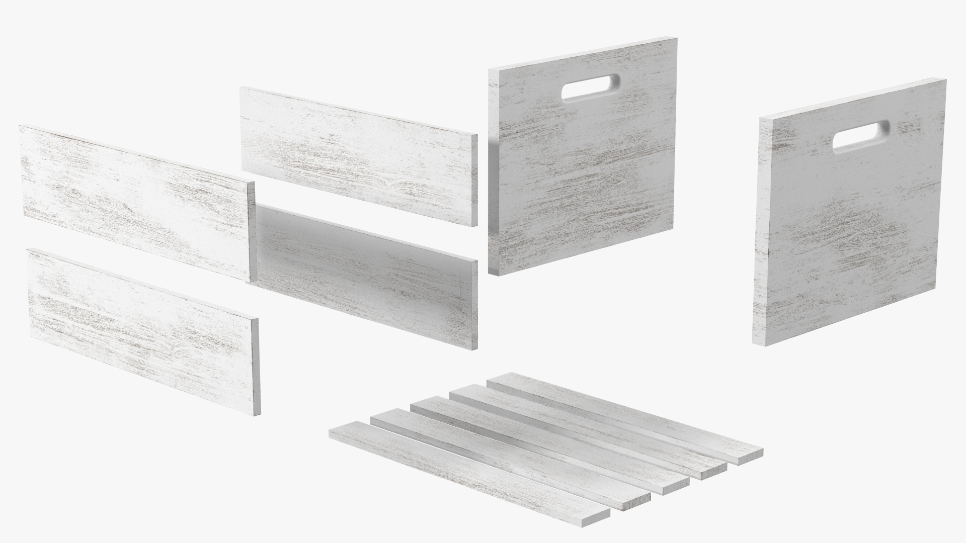 3D Wooden White Large High Fruit Box model