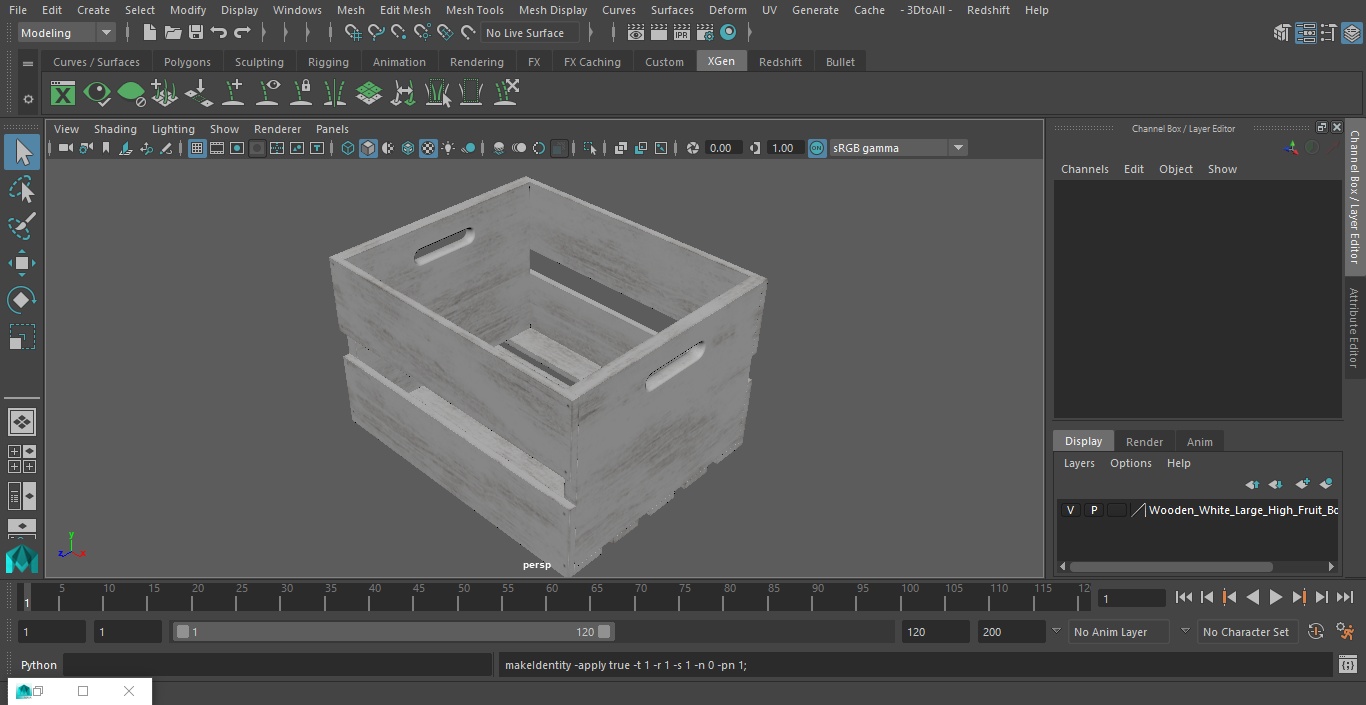 3D Wooden White Large High Fruit Box model