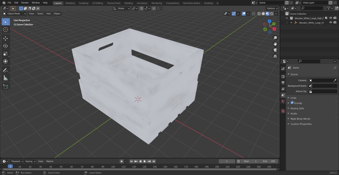 3D Wooden White Large High Fruit Box model