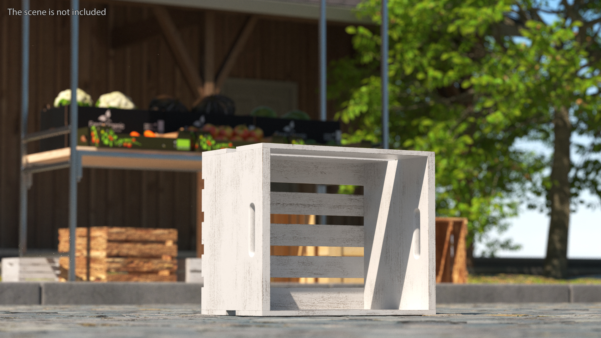 3D Wooden White Large High Fruit Box model