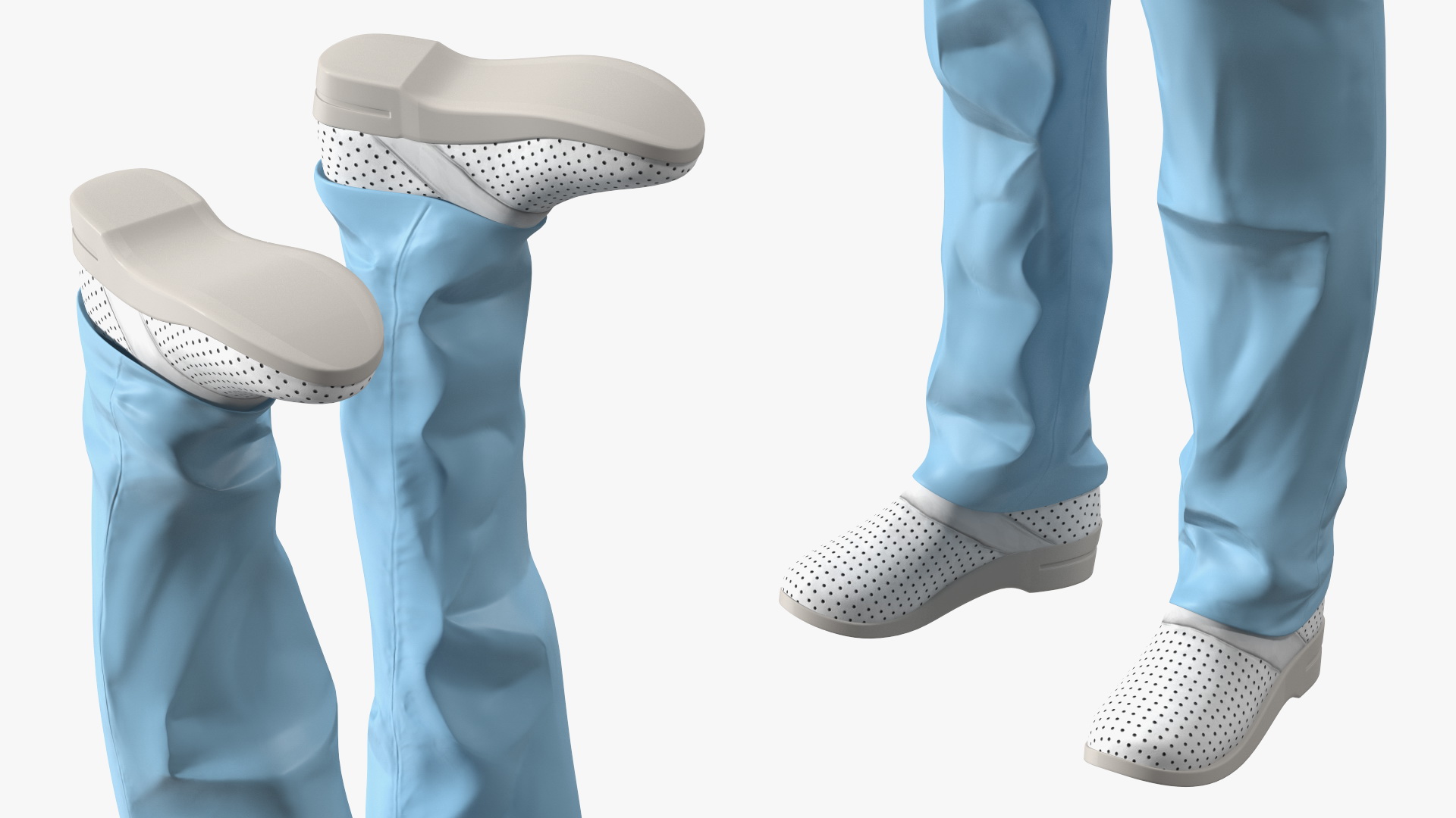 3D Female Doctor in Scrubs with Stethoscope and Mask Fur model