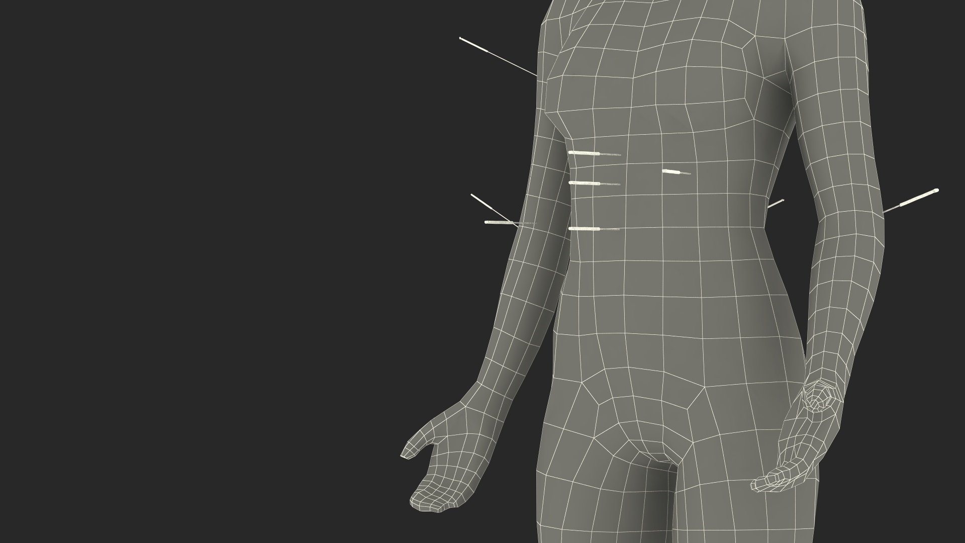 3D model Female Acupuncture Anatomy Chart with Needles
