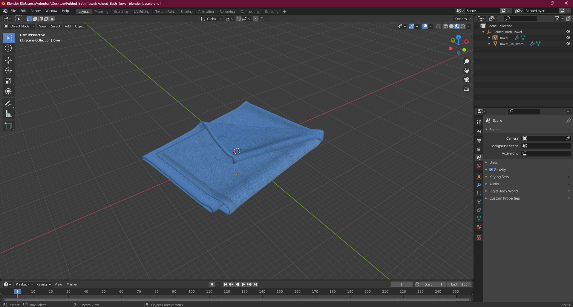 Folded Bath Towel 3D