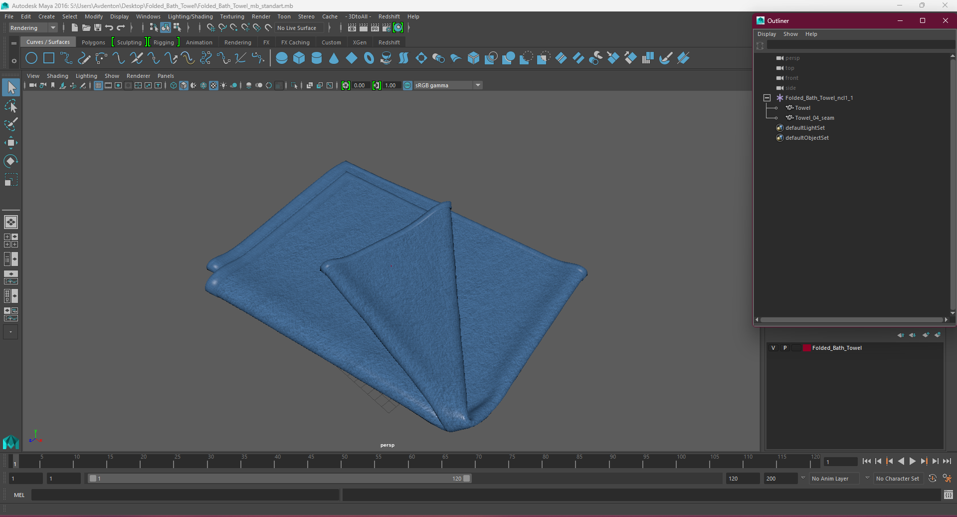 Folded Bath Towel 3D