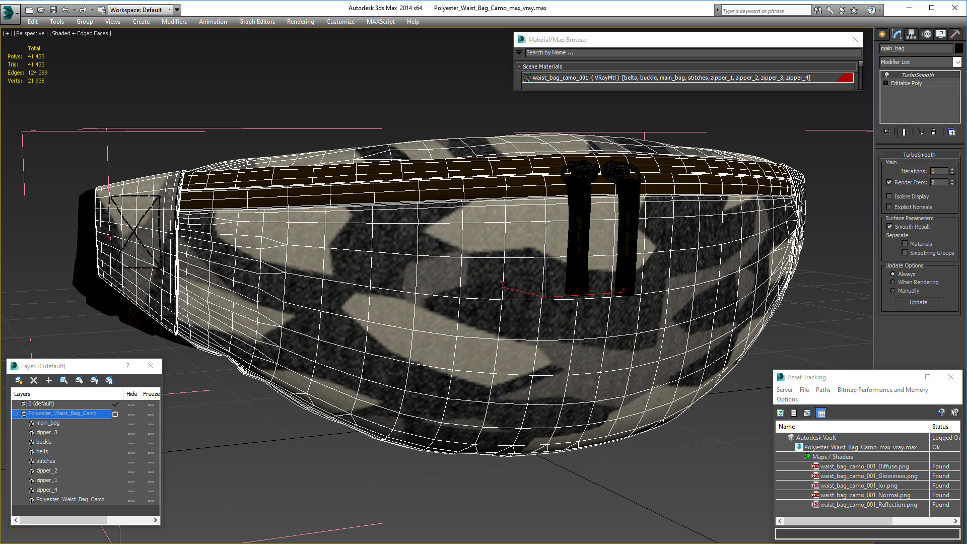 Polyester Waist Bag Camo 3D model