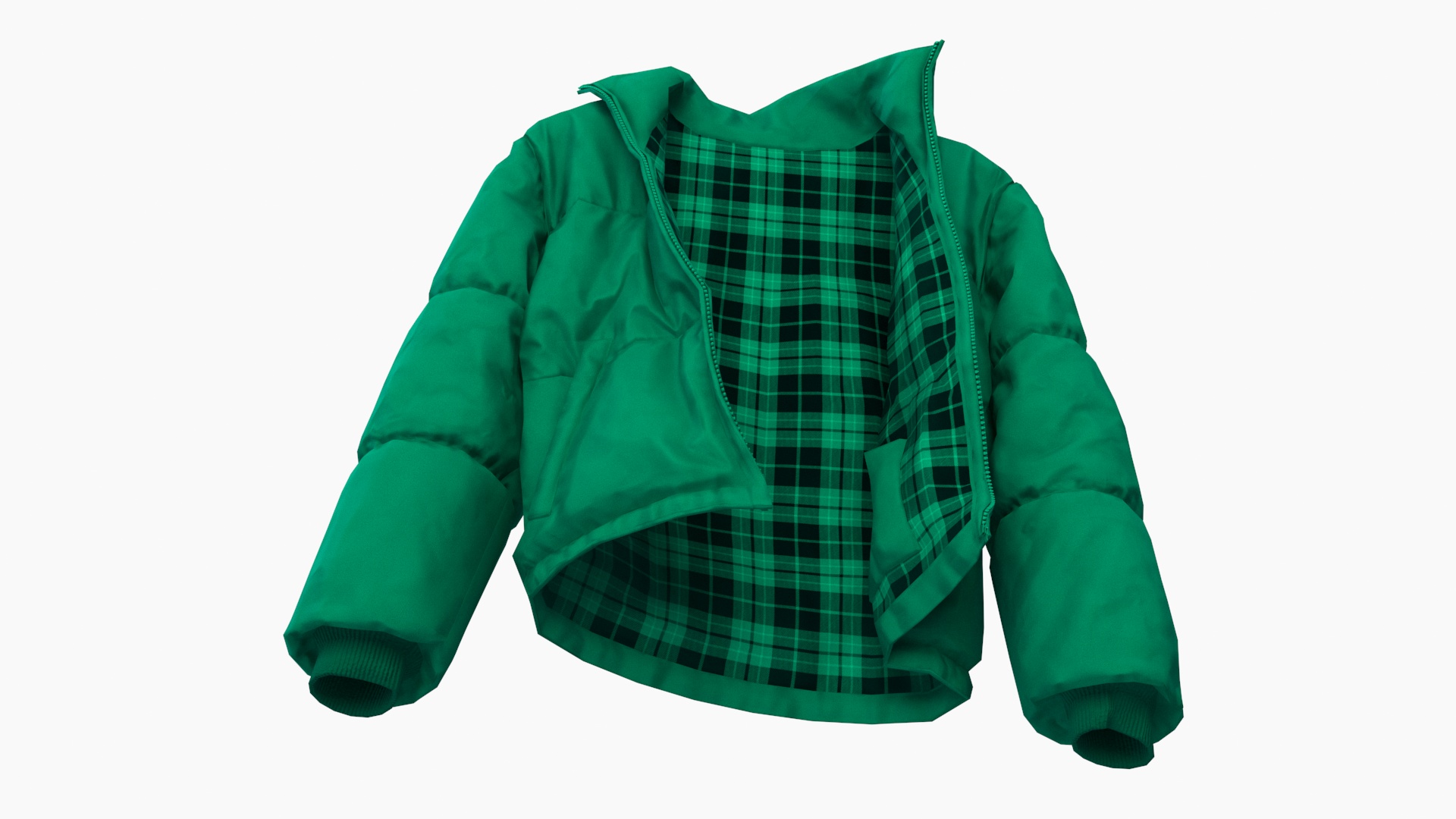 3D Oversize Puffer Mens Jacket Green model