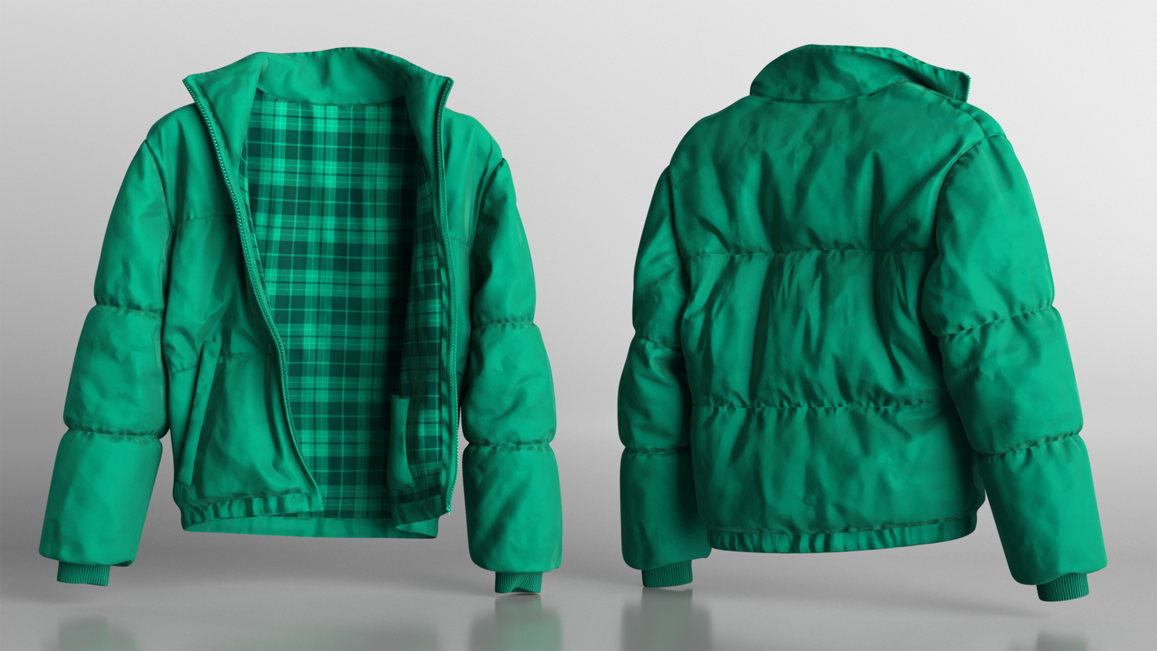 3D Oversize Puffer Mens Jacket Green model