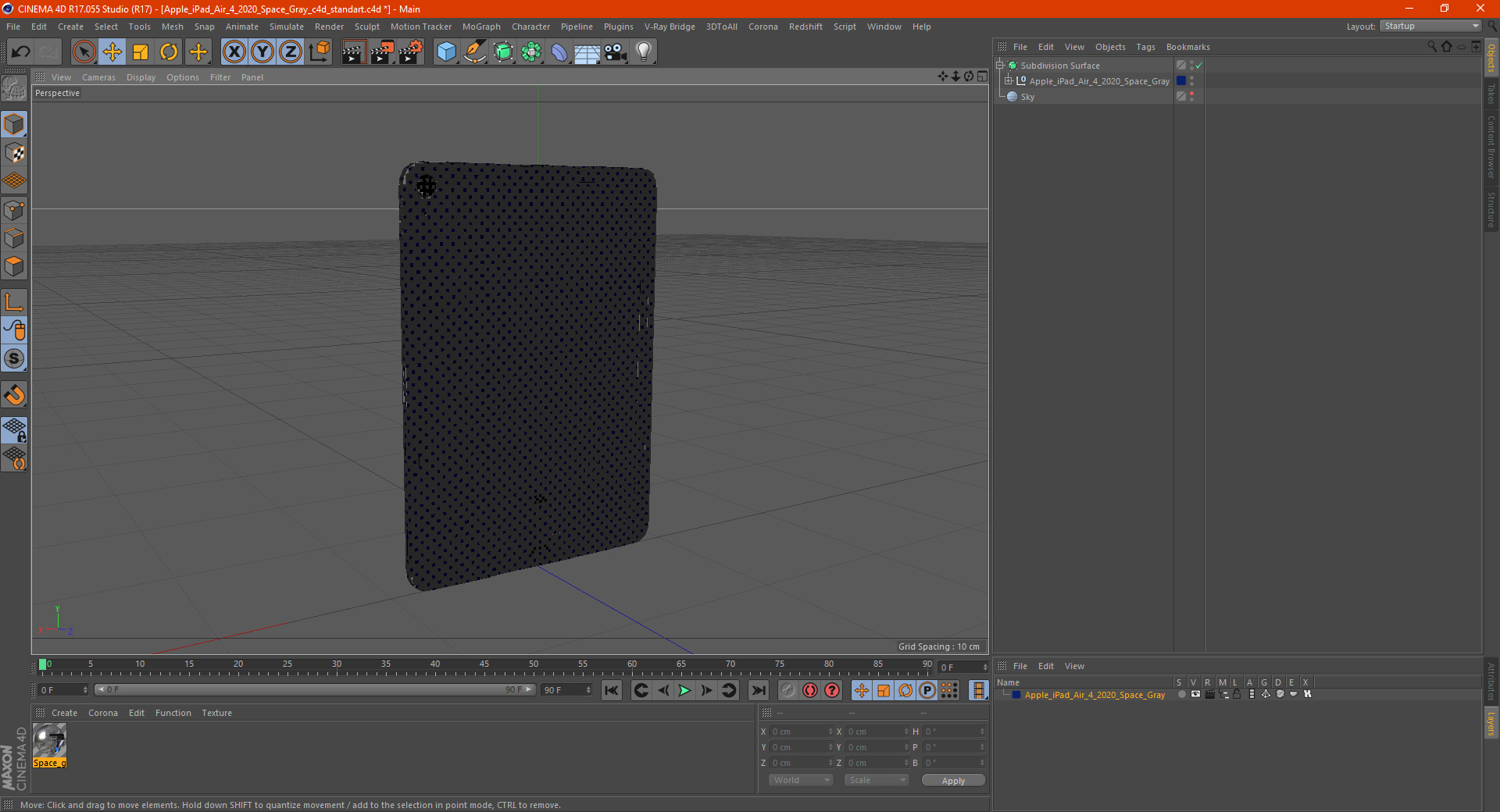Apple iPad Air 4 2020 Space Gray 3D