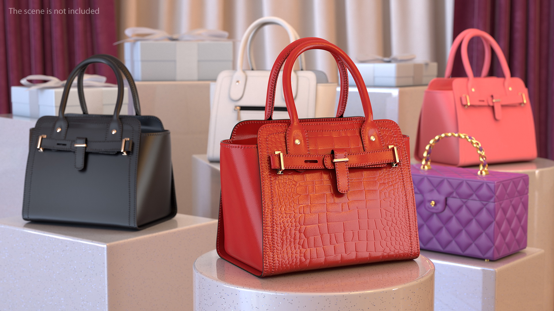 Alligator Women Handbag Red 3D