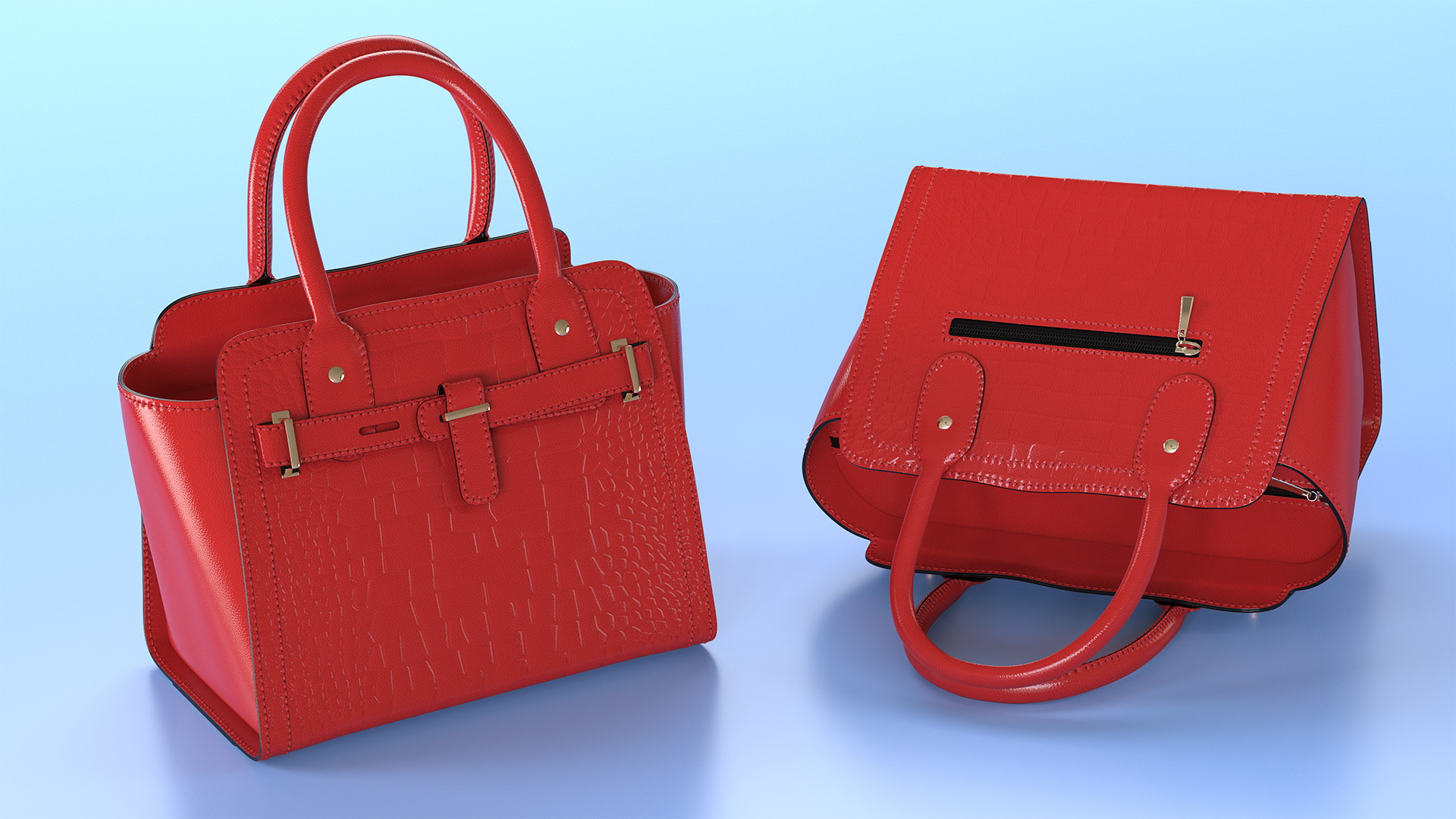 Alligator Women Handbag Red 3D