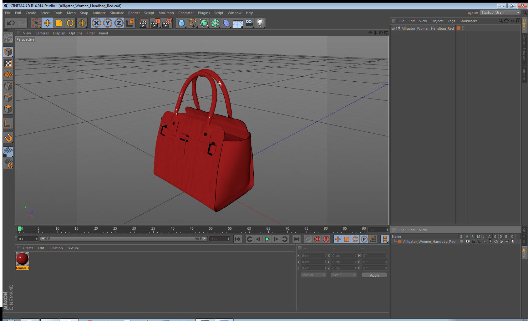 Alligator Women Handbag Red 3D