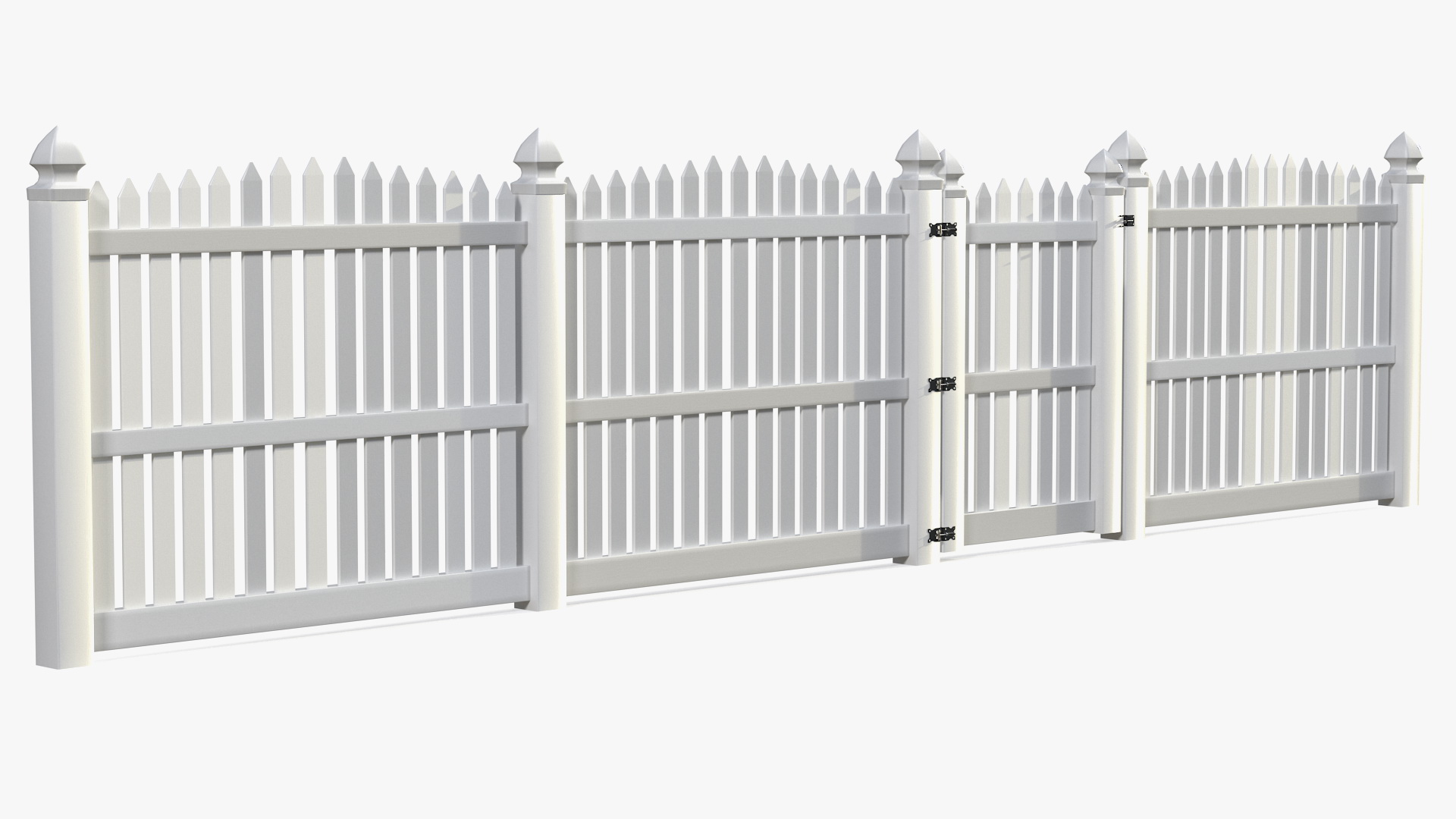 3D White Fencing Palisade Pointed Pales