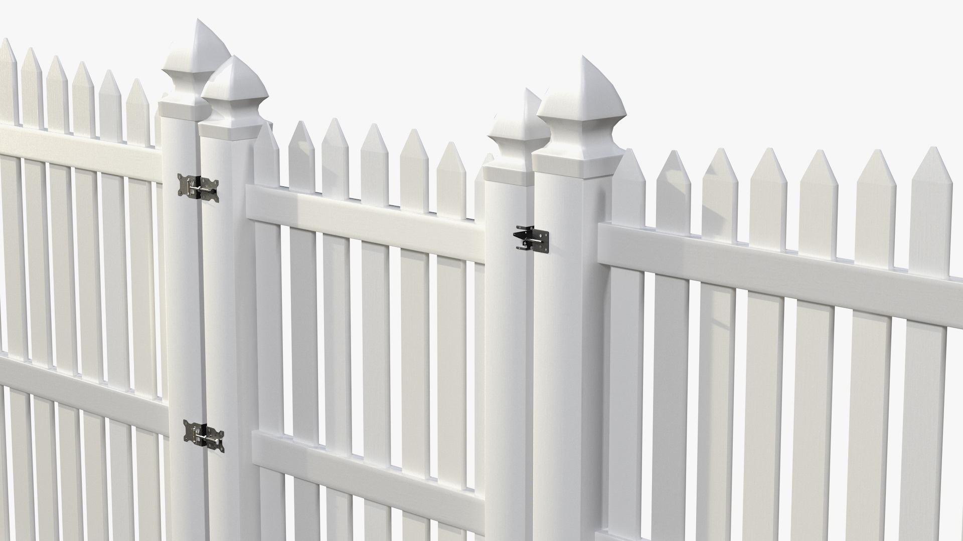 3D White Fencing Palisade Pointed Pales