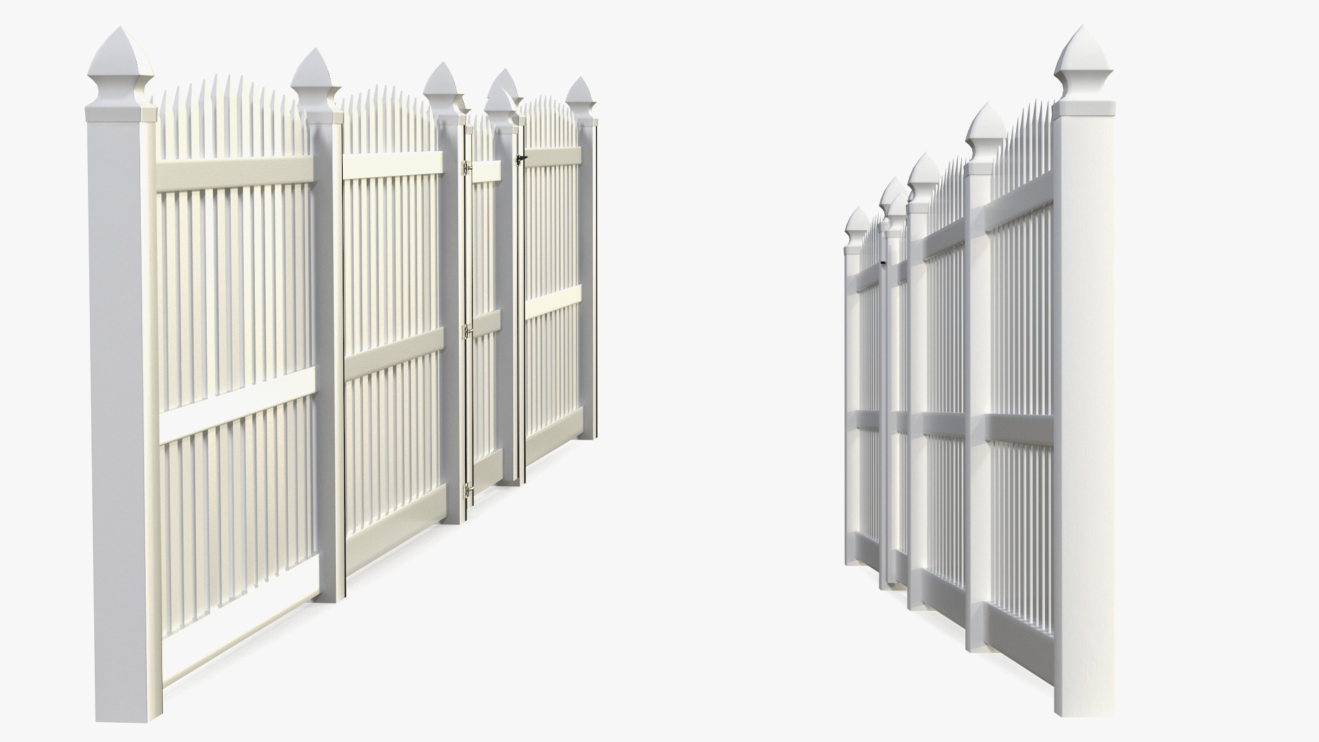 3D White Fencing Palisade Pointed Pales