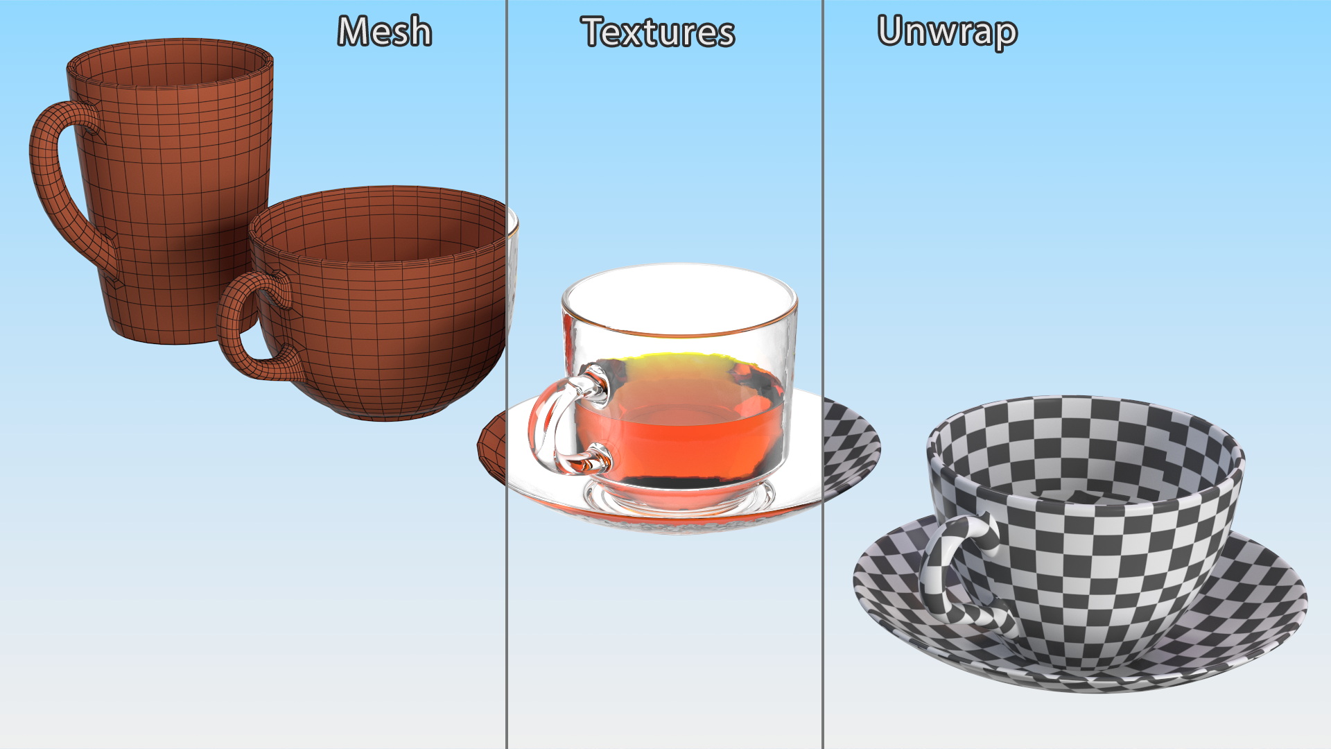 3D Glass Cup Set Half Full model