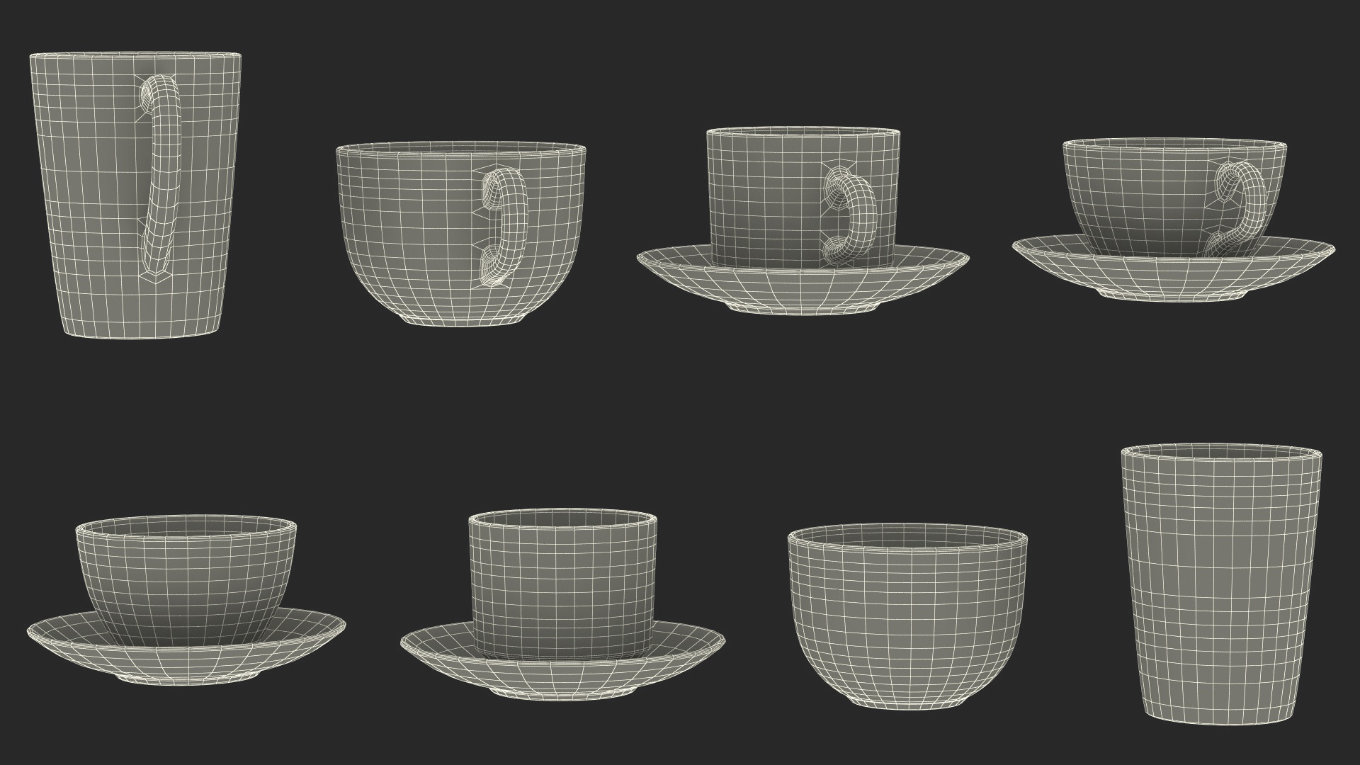 3D Glass Cup Set Half Full model