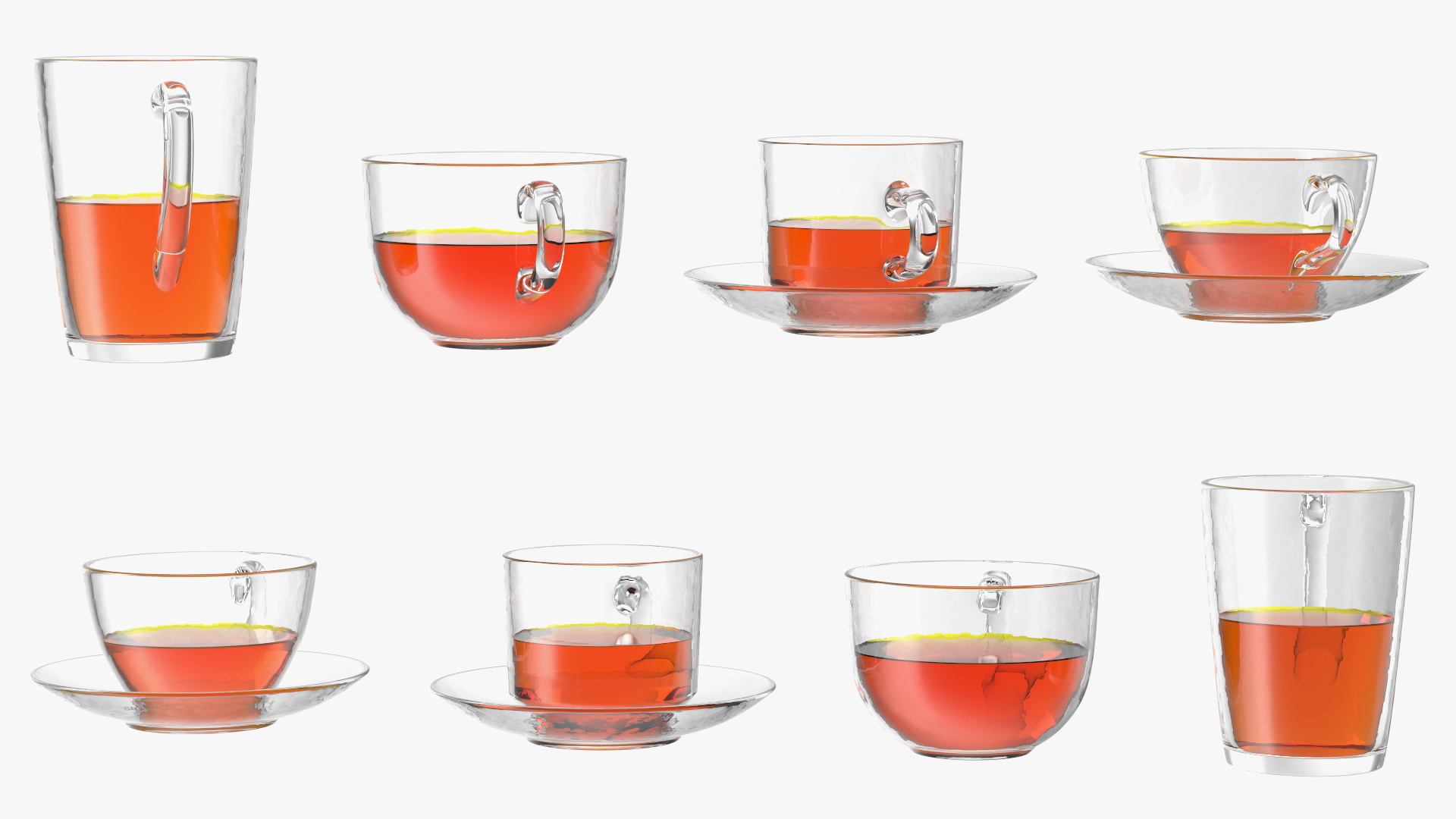 3D Glass Cup Set Half Full model