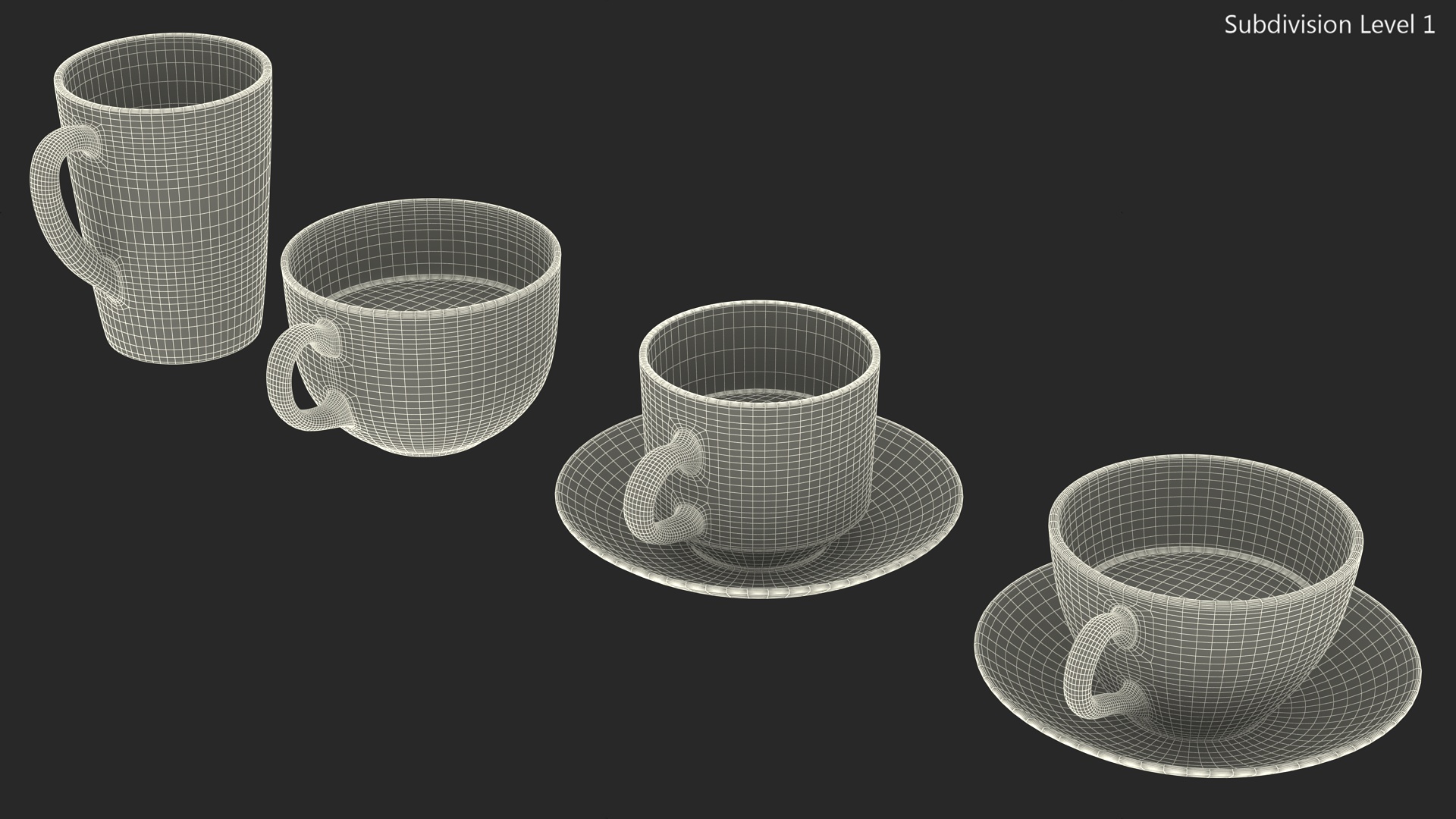 3D Glass Cup Set Half Full model