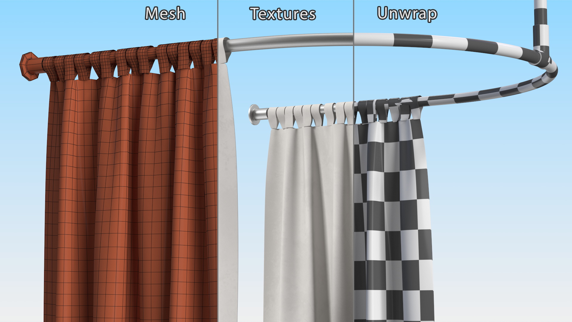 Dressing Room Curtain White Open 3D