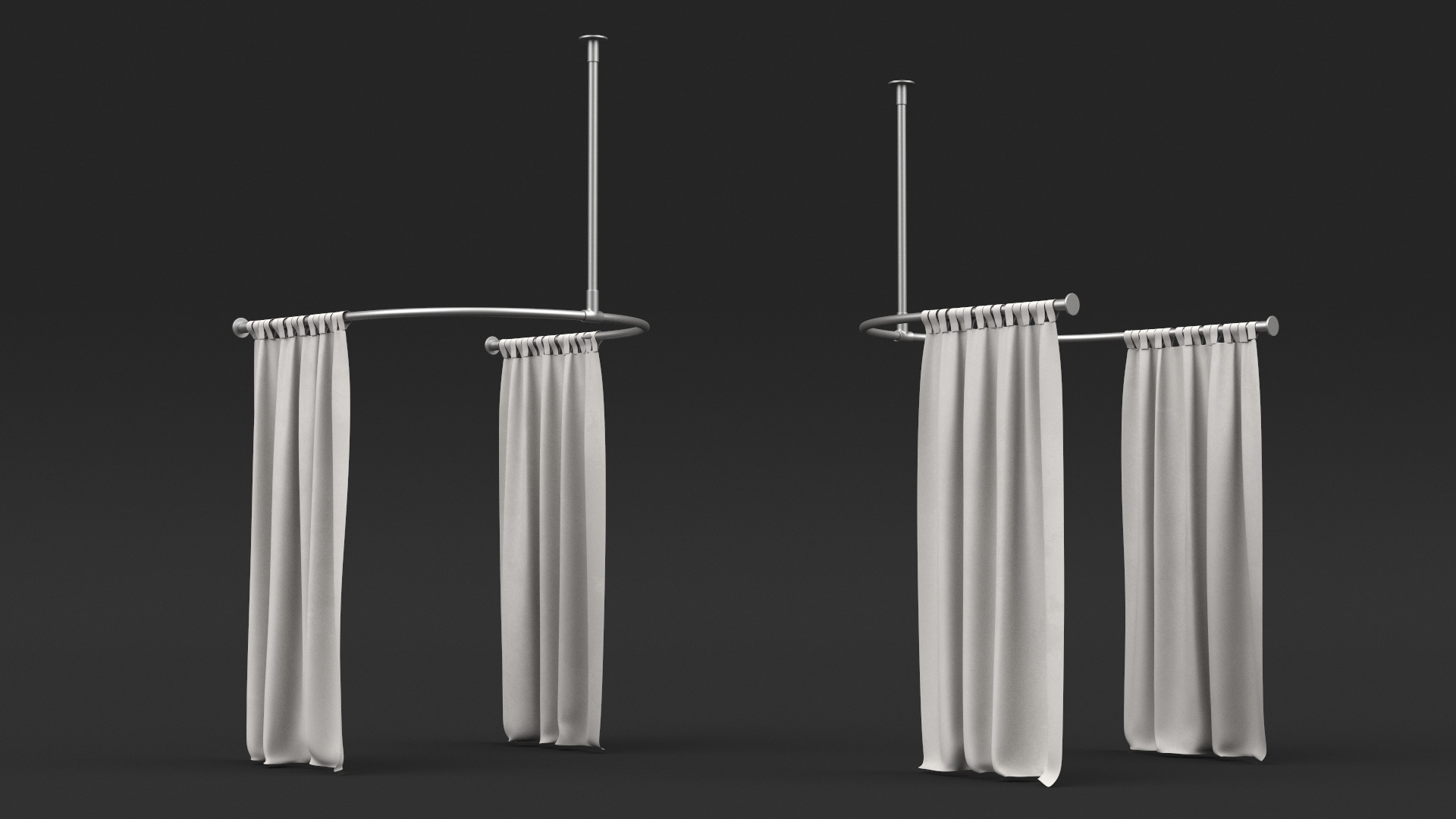Dressing Room Curtain White Open 3D