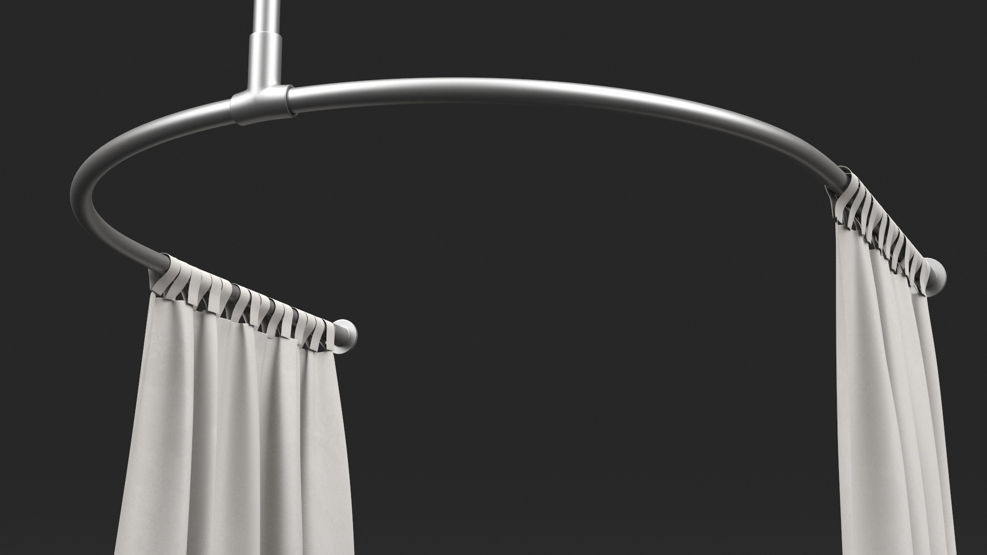 Dressing Room Curtain White Open 3D
