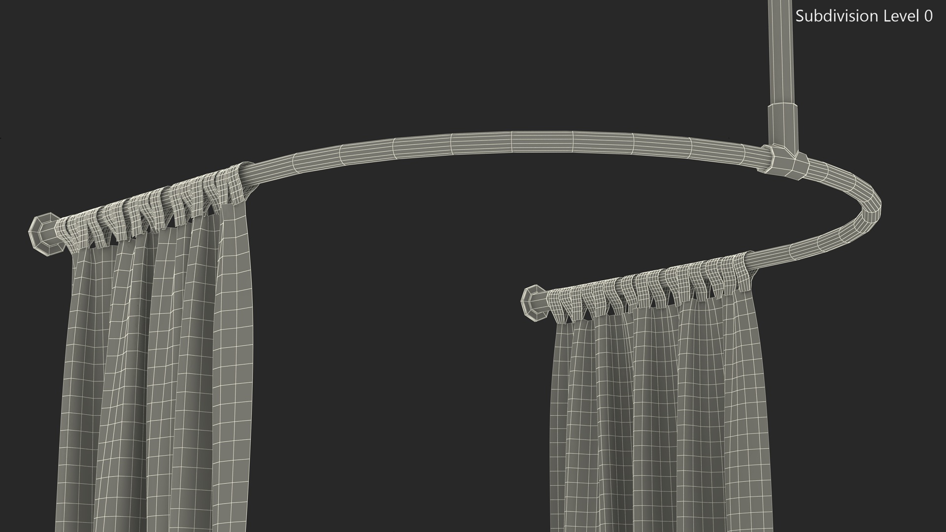 Dressing Room Curtain White Open 3D