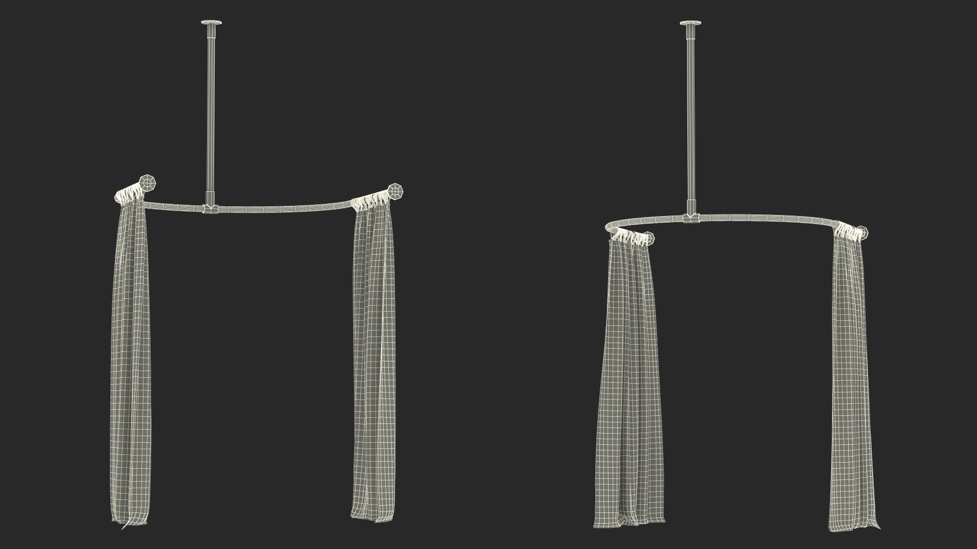 Dressing Room Curtain White Open 3D
