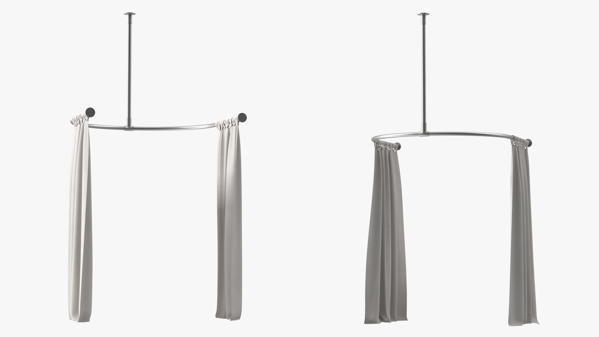 Dressing Room Curtain White Open 3D