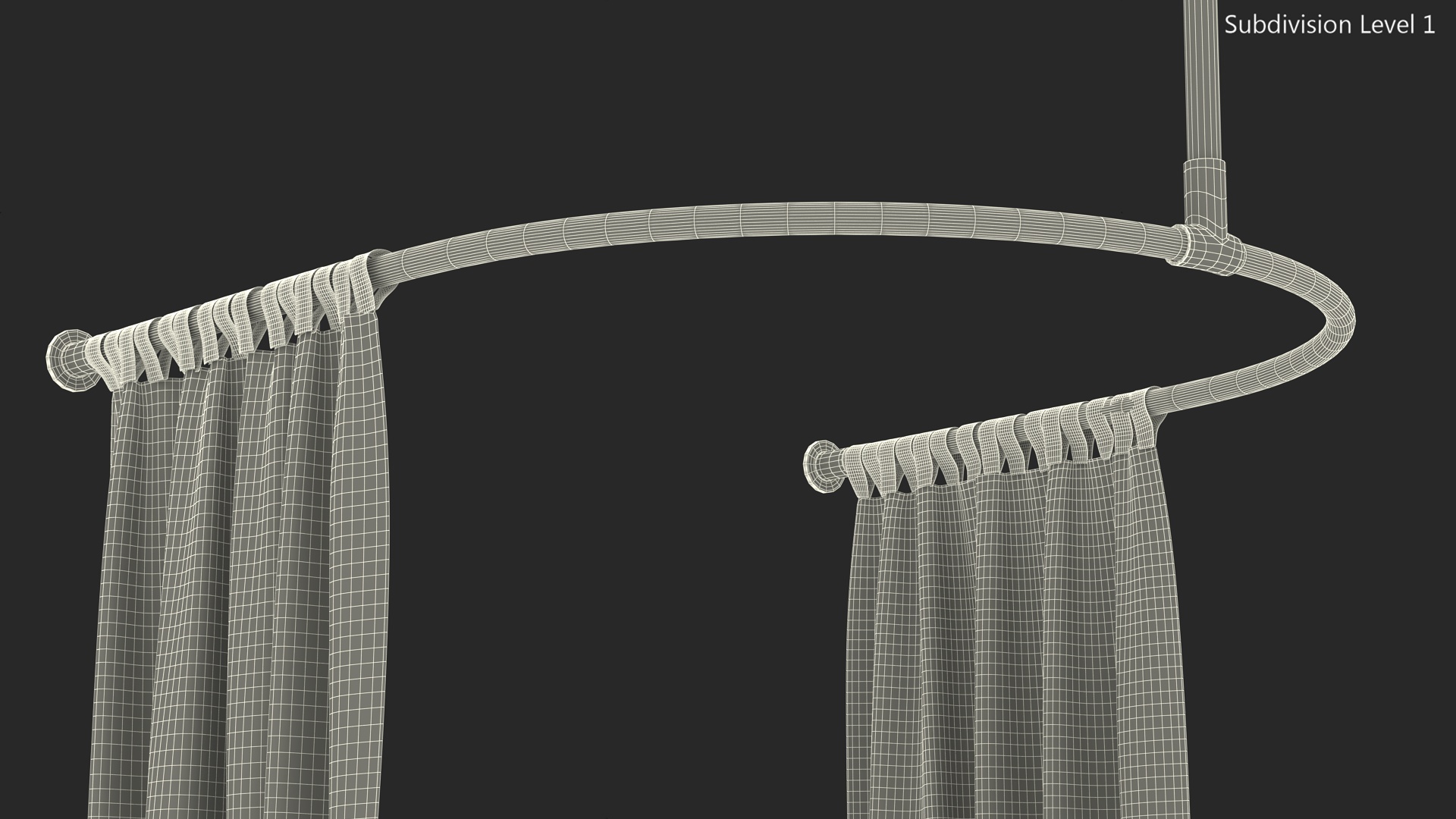 Dressing Room Curtain White Open 3D