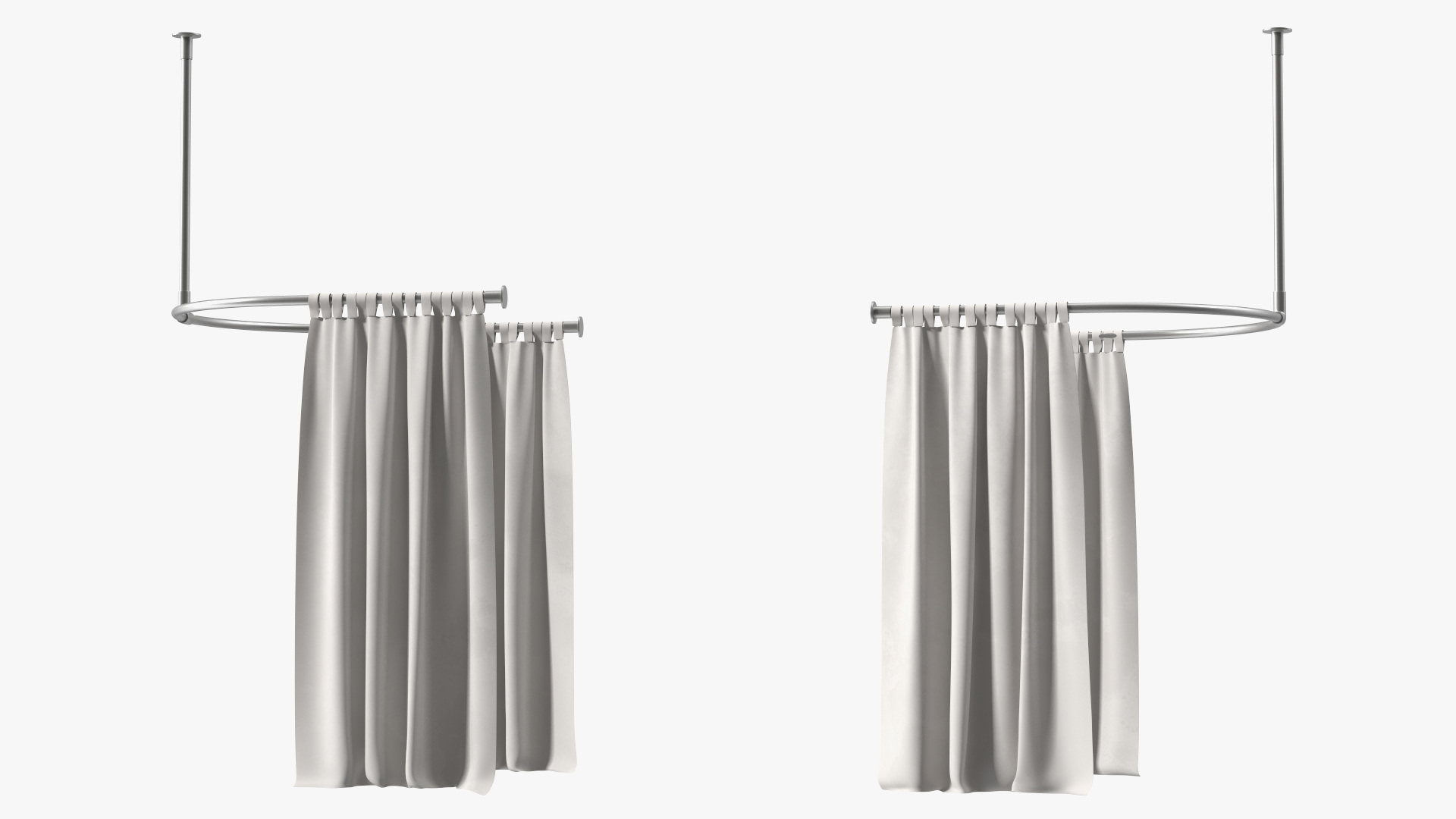Dressing Room Curtain White Open 3D