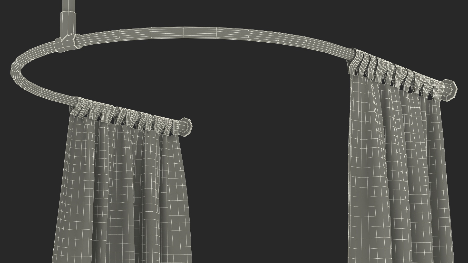 Dressing Room Curtain White Open 3D