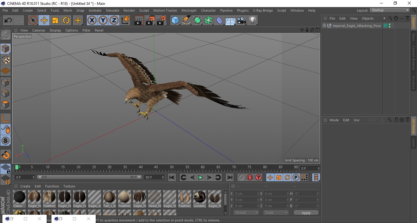Imperial Eagle Attacking Pose 3D model