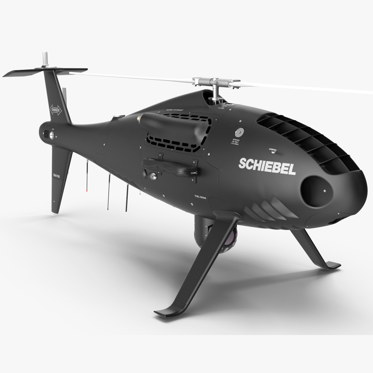 3D model Schiebel Camcopter S100 UAV Rotorcraft Black Rigged for Cinema 4D