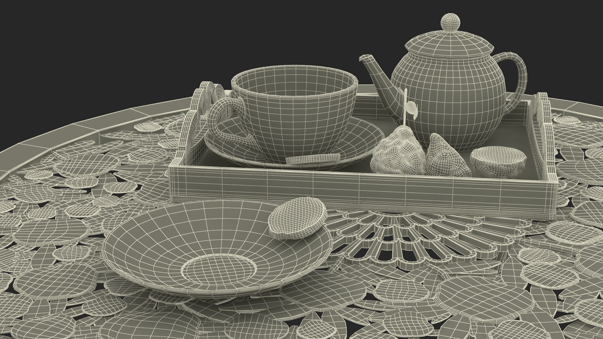 3D Woman Having Tea in Garden