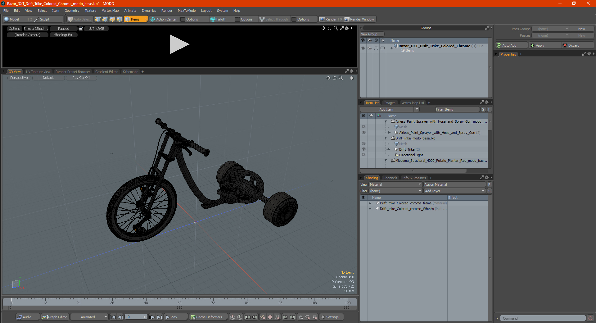 3D Razor DXT Drift Trike Colored Chrome