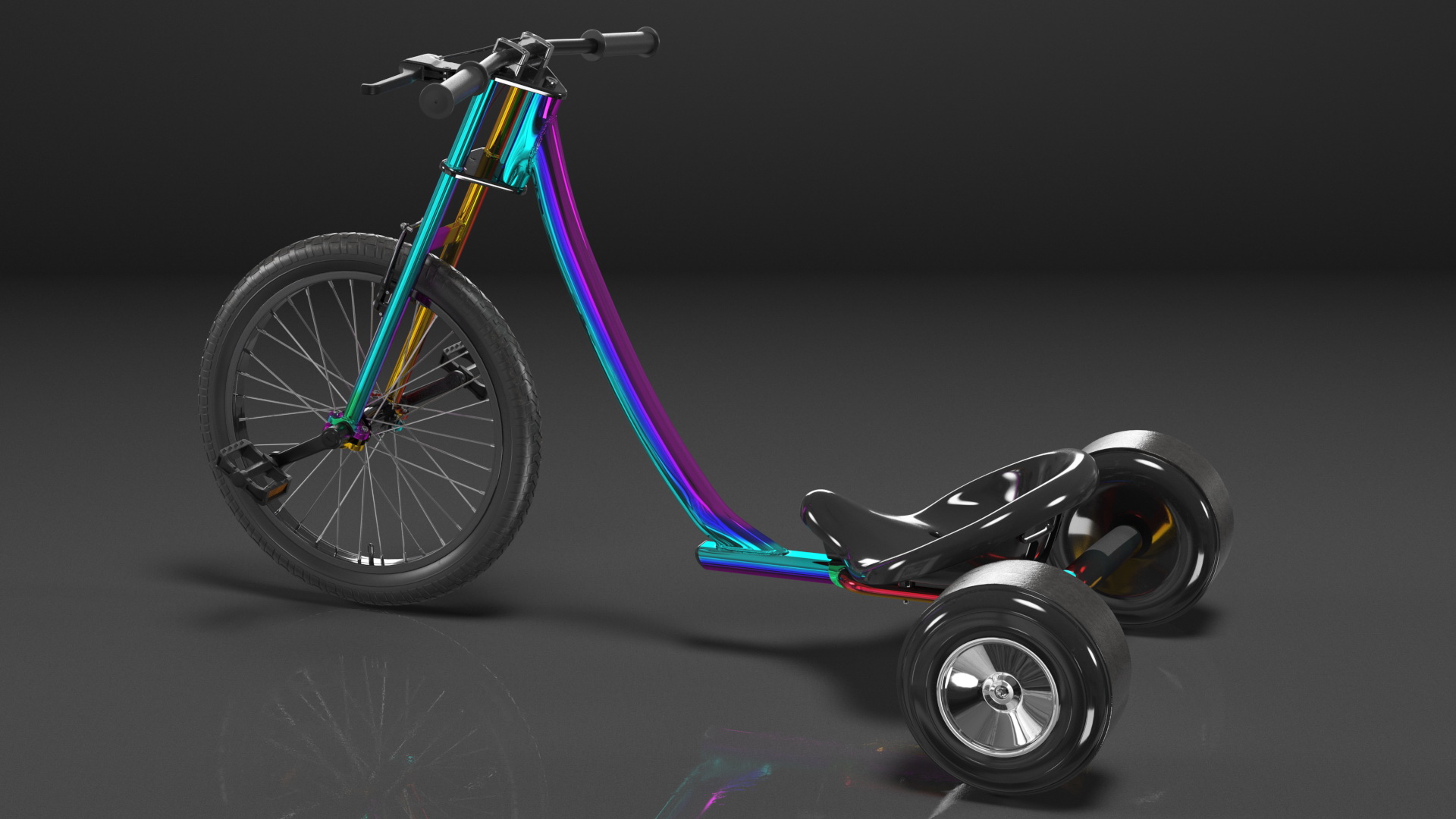 3D Razor DXT Drift Trike Colored Chrome