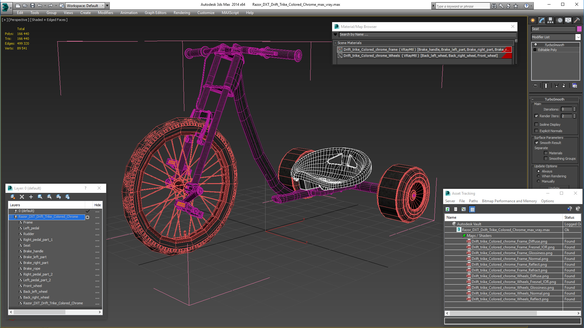 3D Razor DXT Drift Trike Colored Chrome