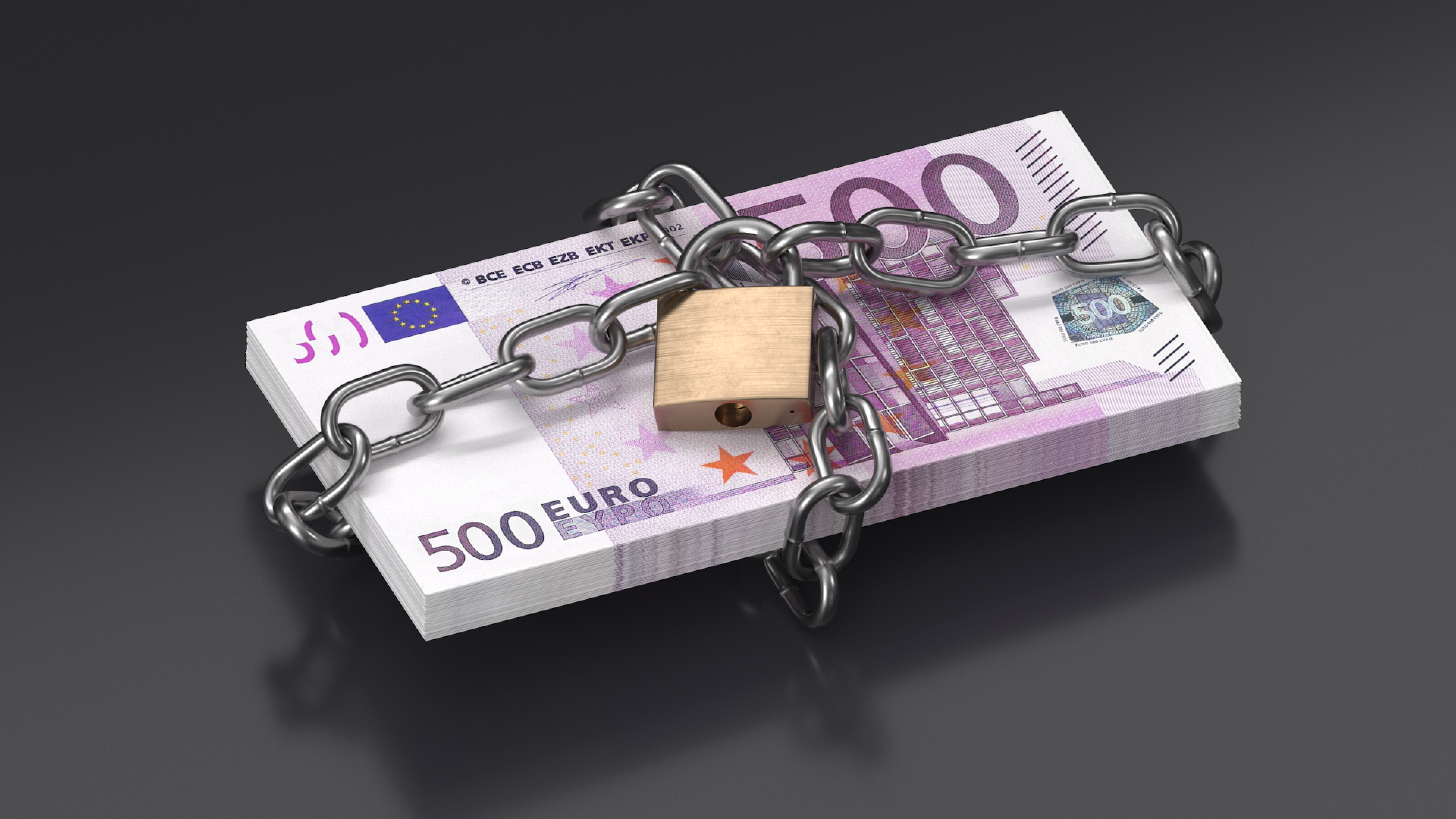 Bundle of Euro Bills in Chain 3D model