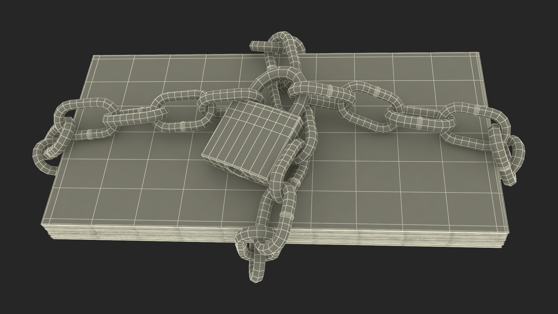 Bundle of Euro Bills in Chain 3D model