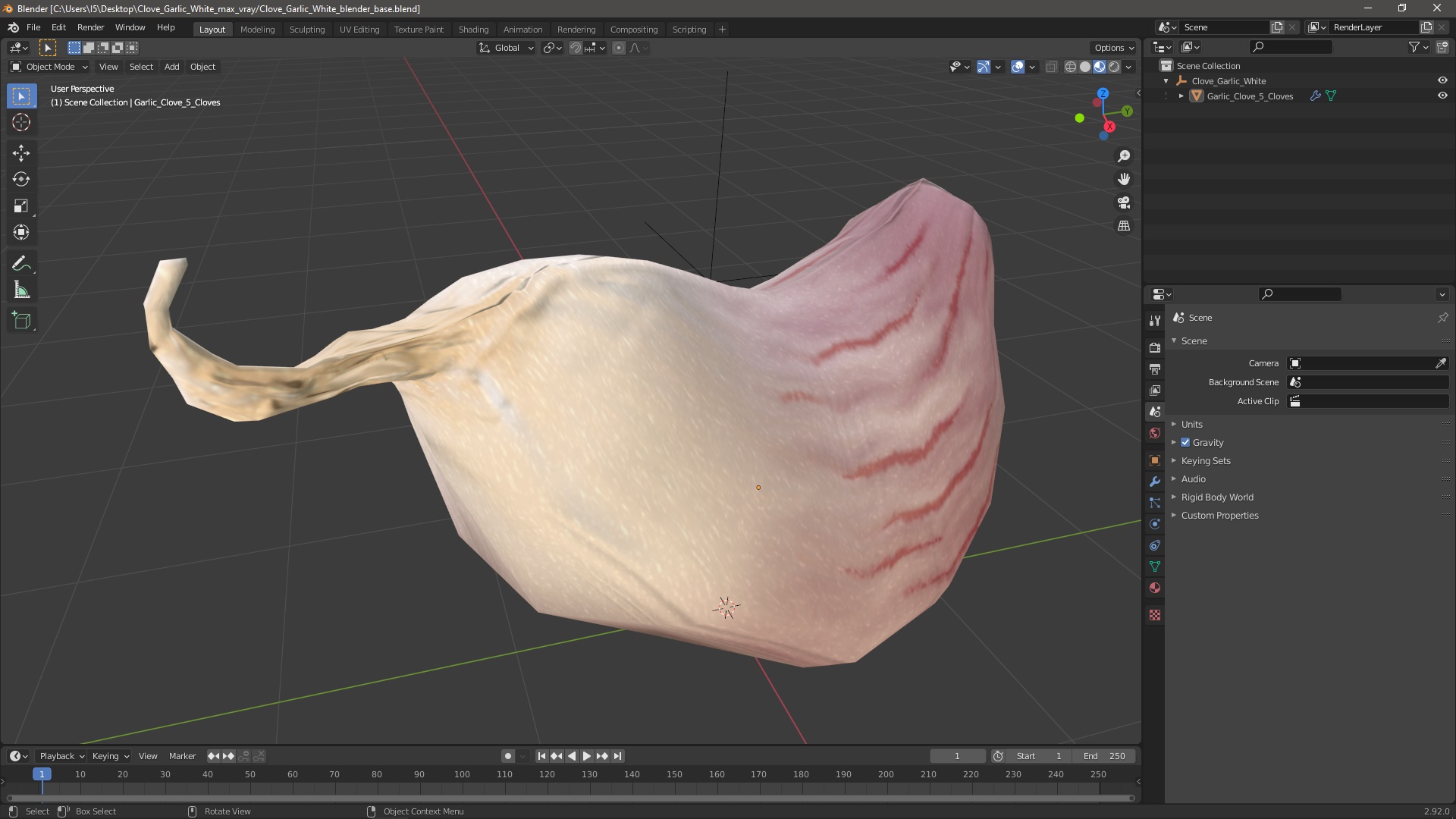 3D Clove Garlic White for 3D Print